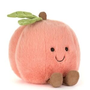 Jellycat Amuseables Pink Fruit Peach Stuffed Plush Animal Toy NWT